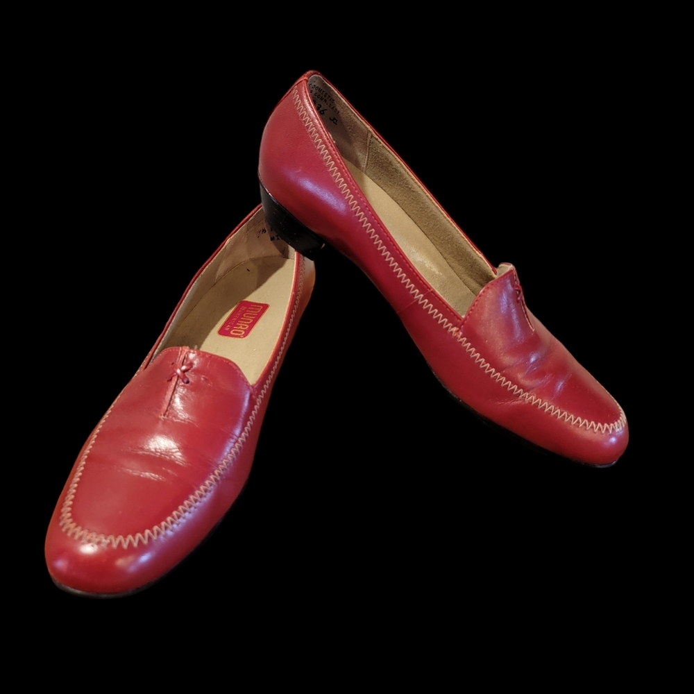 Munro Lauren Red Leather Loafers Women's 7.5N